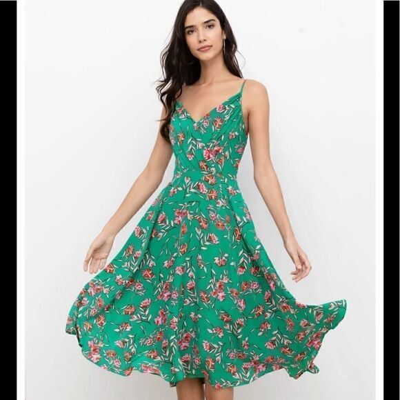 Yumi Kim Vienna Silk Dandelion Emerald Dress Size 6P - Picture 1 of 9